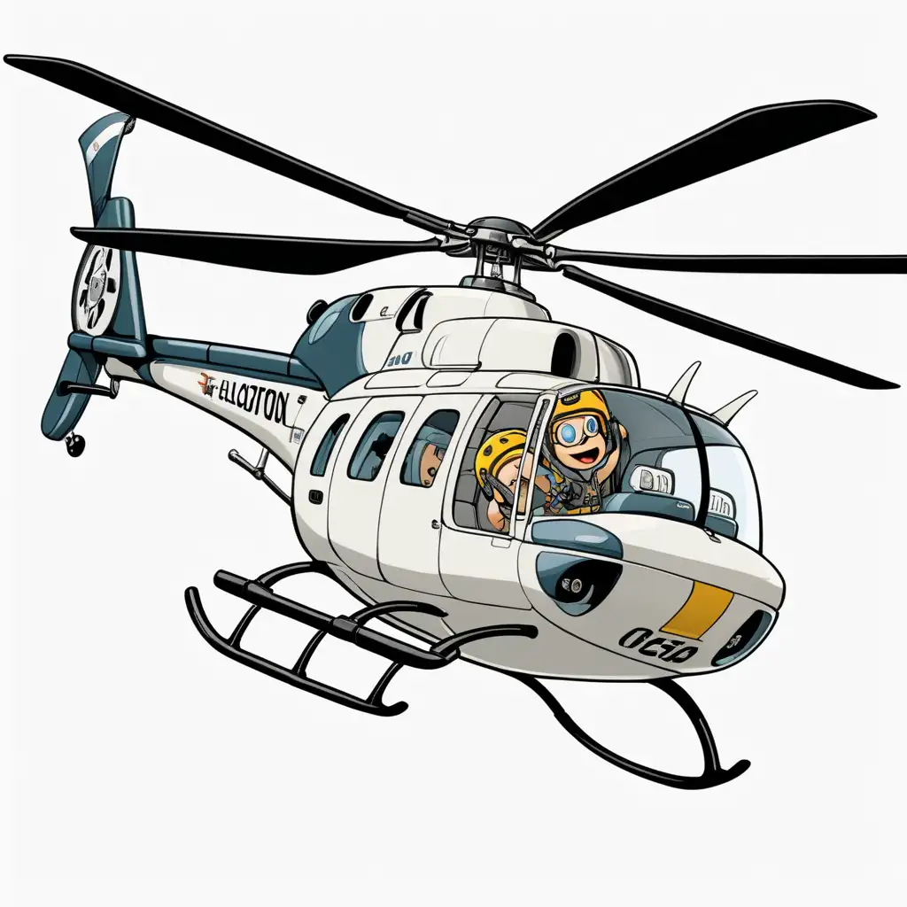 Cartoon Helicopter Nose Dive Illustration on White Background