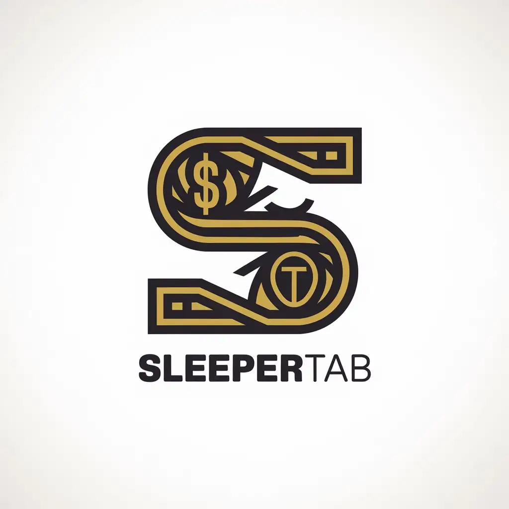 Logo Design for Sleepertab Sleek Eye with ST in Black and Gold