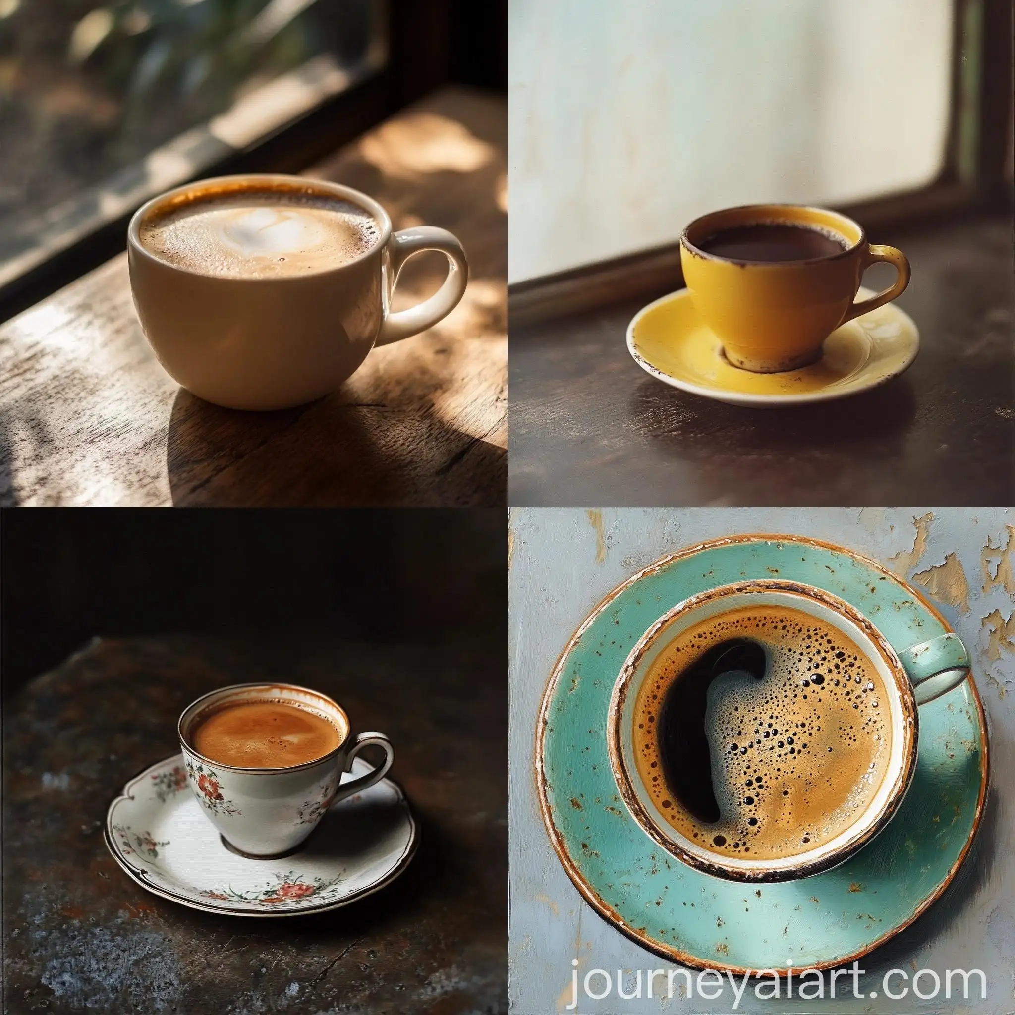 Steaming-Cup-of-Coffee-on-Rustic-Wooden-Table