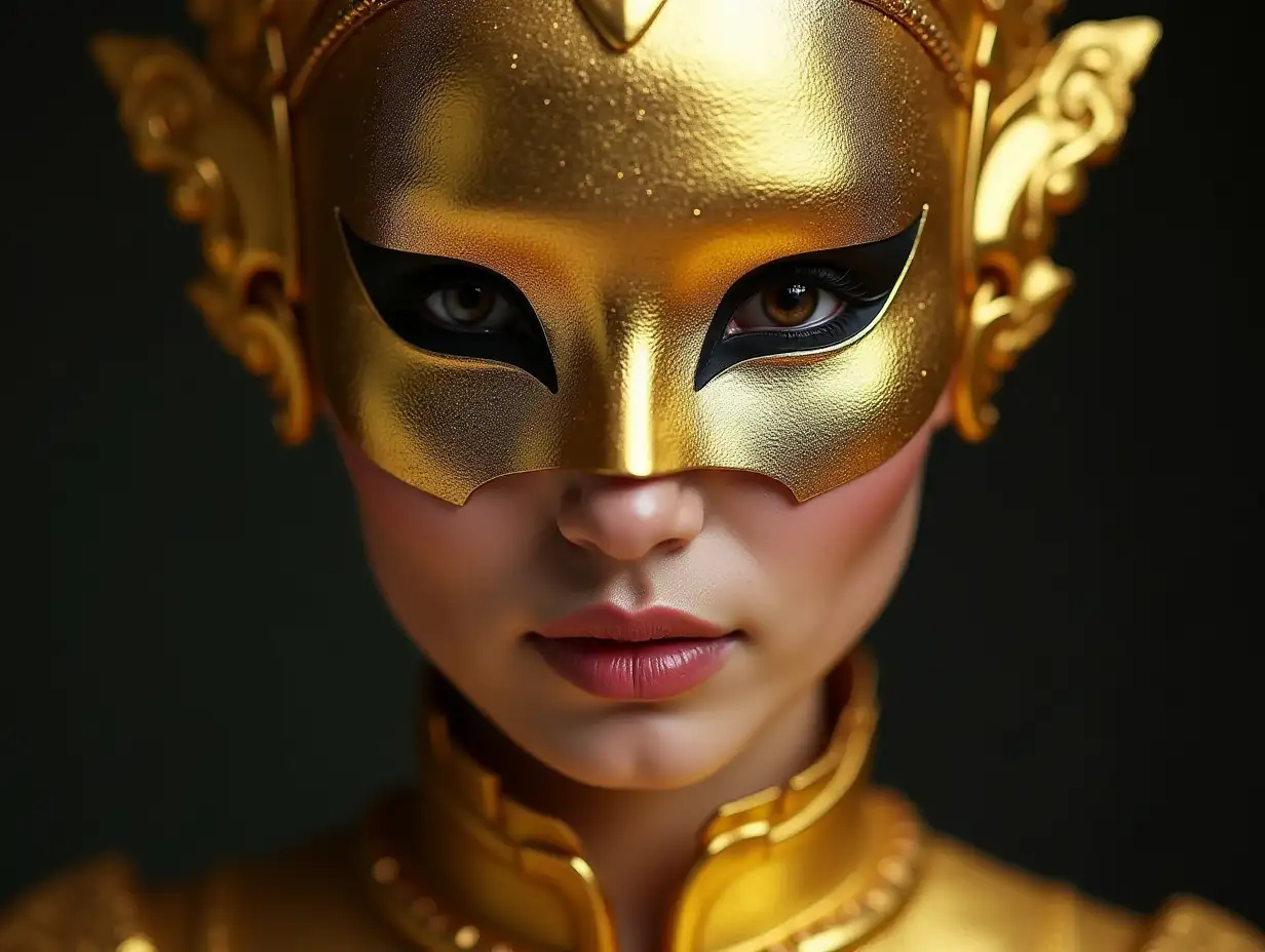 Cambodian-Woman-Wearing-a-Futuristic-Gold-Mask