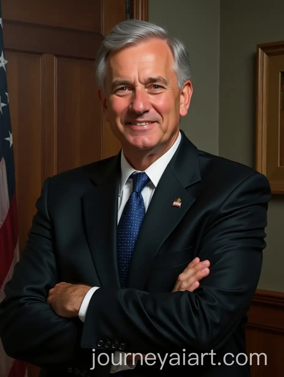 Portrait-of-a-50YearOld-Politician-in-Gray-Thinning-Hair-and-Blue-Polka-Dot-Tie
