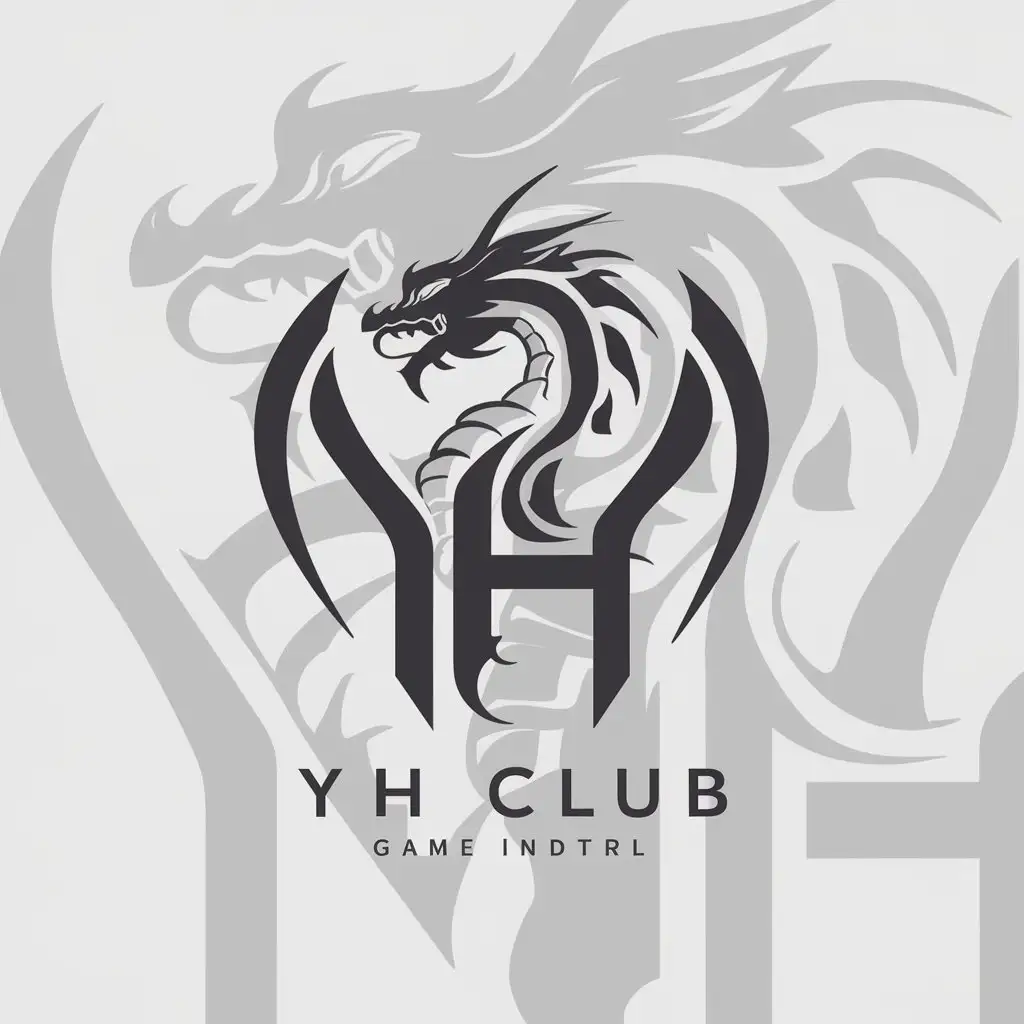 a logo design,with the text "YH Club", main symbol:dragon,Moderate,be used in game industry,clear background