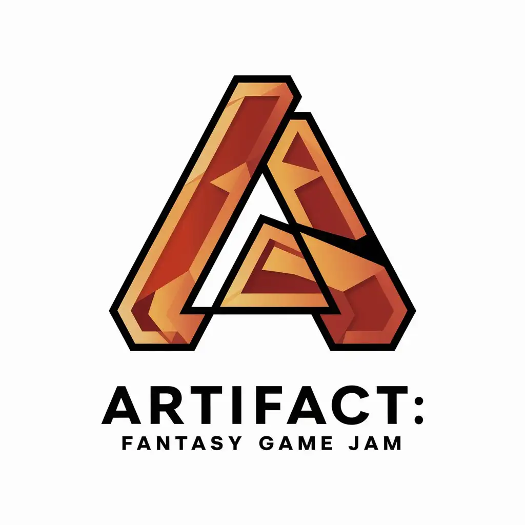 a vector logo design,with the text "Artifact: Fantasy Game Jam", main symbol:A,complex,be used in Internet industry,clear background