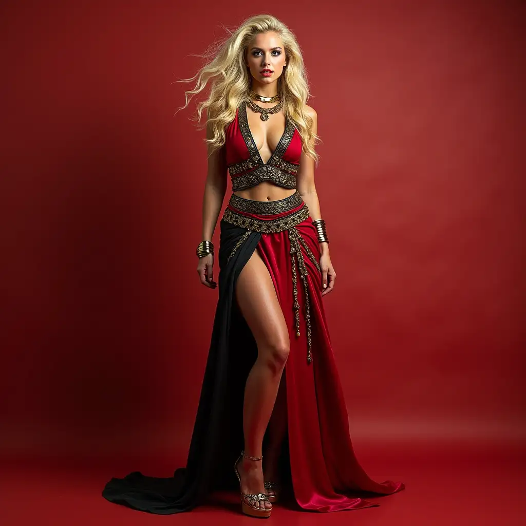 Goddess Shakti Costume in Red Black and Gold