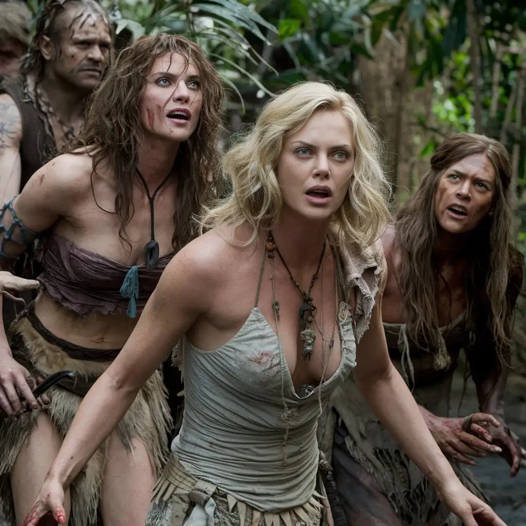 Wild Cannibal Women Attacking Village In Jungle Cinematic Scene AI Wild Cannibal Women Attacking Village In Jungle Cinematic Scene AI