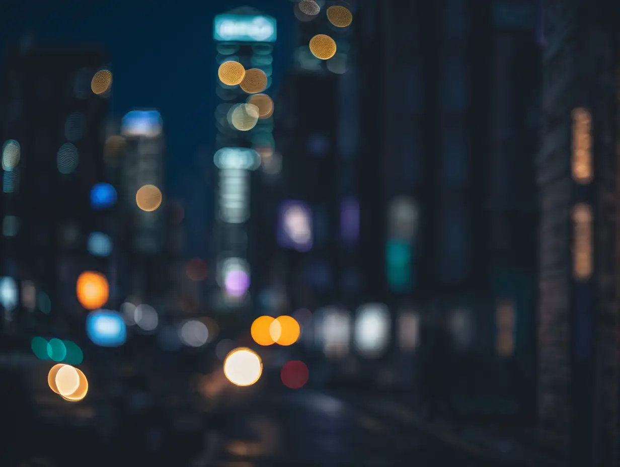 City Lights Bokeh Digital Background with Blurred Cityscape