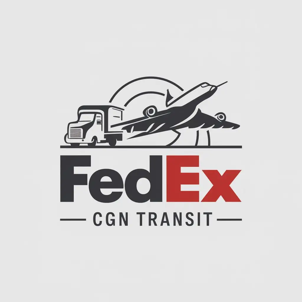 a vector logo design,with the text "FedEx CGN Transit", main symbol:Transport Lkw and aircraft,Moderate,clear background