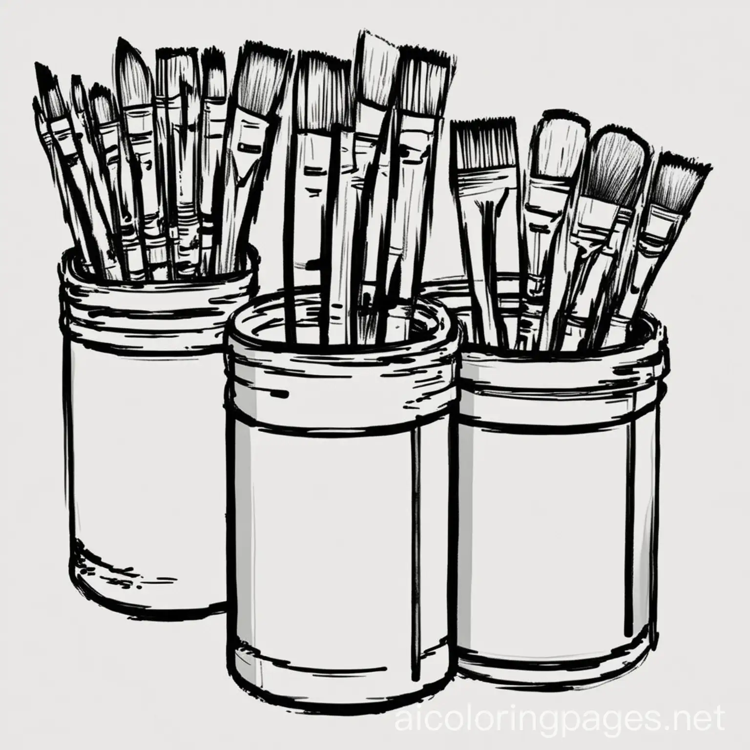 Coloring-Page-Featuring-Paint-Cans-and-Brushes-for-Kids