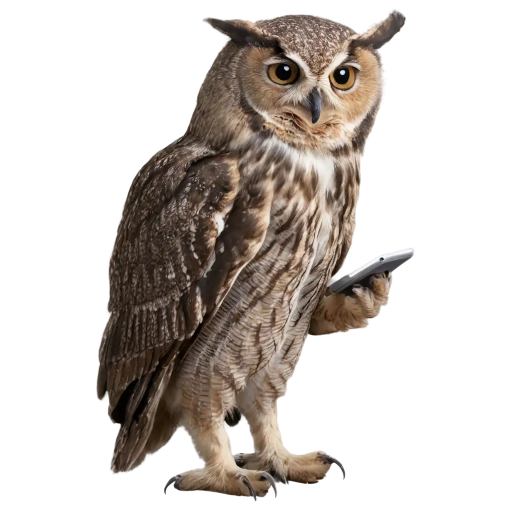 PNG-Image-Owl-Using-Cellphone-Creative-Digital-Art