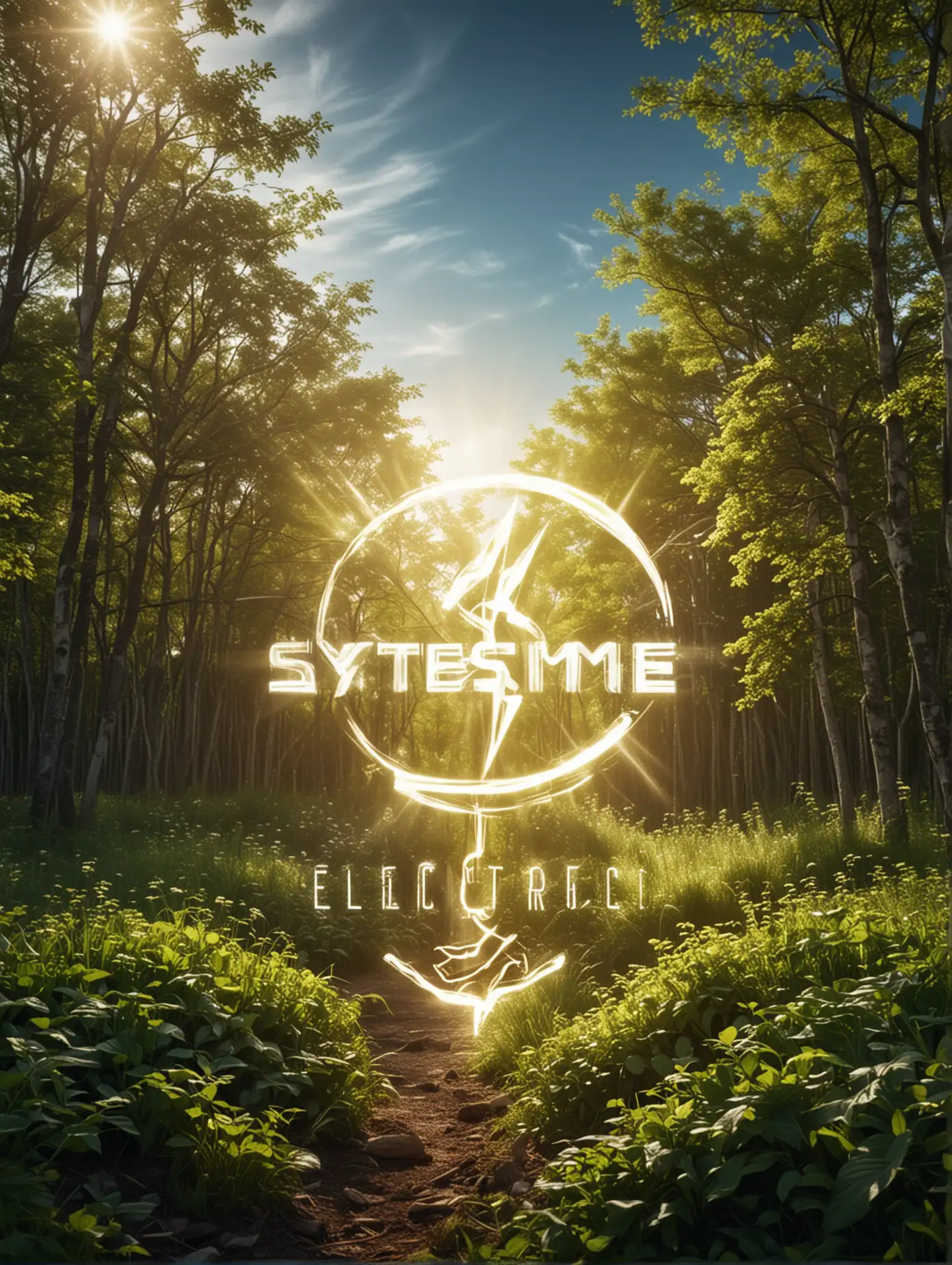 Systeme-Electric-Logo-Against-Nature-Background-with-Energetic-Light-Effects