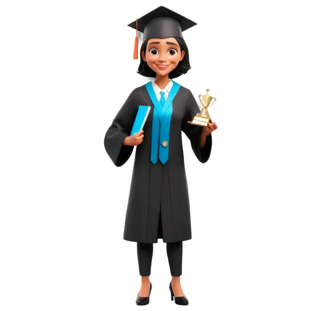 Cartoon-Style-Medical-Student-Celebrating-with-Graduation-Trophy-PNG-High-Quality-Image-for-Diverse-Uses