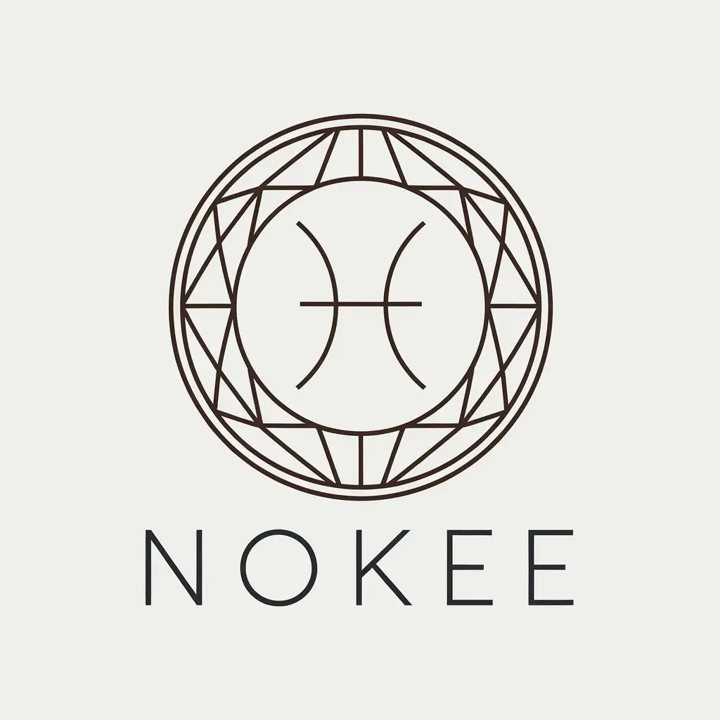 LOGO Design for NOKEE Minimal Pisces Symbol in Circle with Clear Background