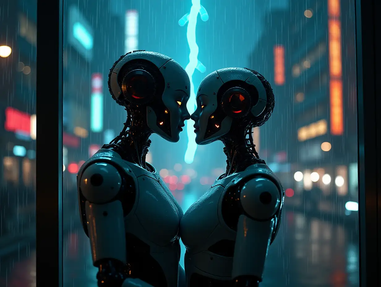 Robots-Sharing-a-Romantic-Moment-in-Cyberpunk-City-at-Midnight