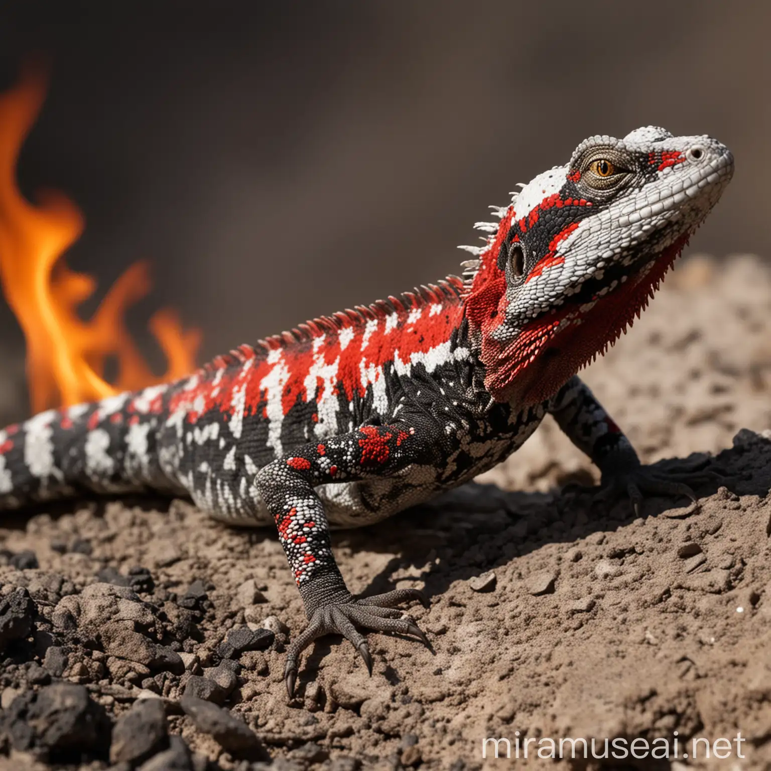 Colorful Lizard with Burning Back