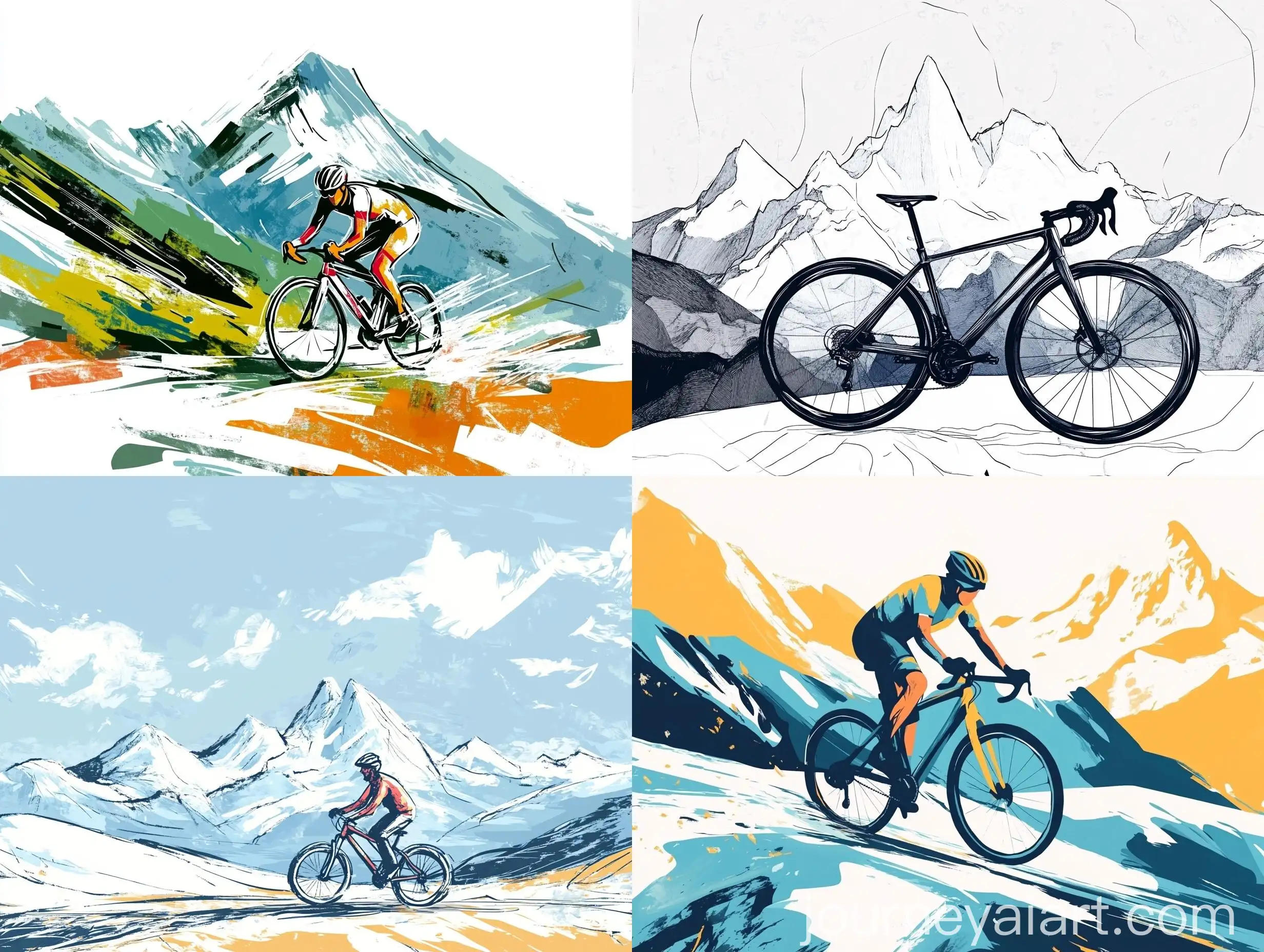 Stylized-Hand-Drawing-of-a-Bicycle-Riding-Through-Mountain-Scenery