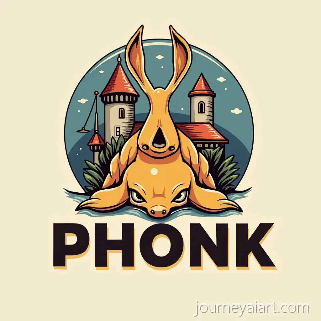 Phonk-Logo-Featuring-a-Stylish-Canal-Barge-on-Water