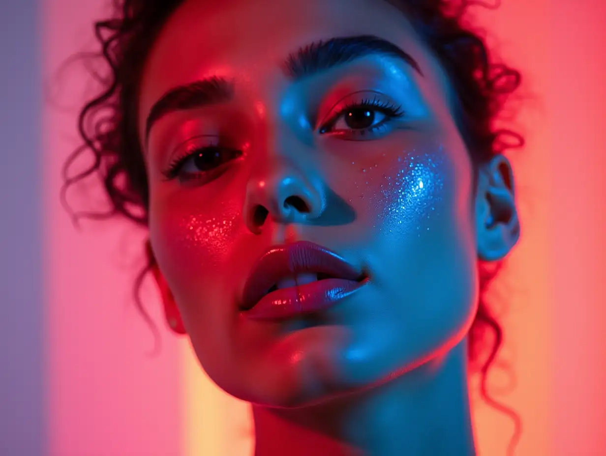 Collage-of-Diverse-Women-in-Neon-Light-Beauty-and-Cosmetics-Concept