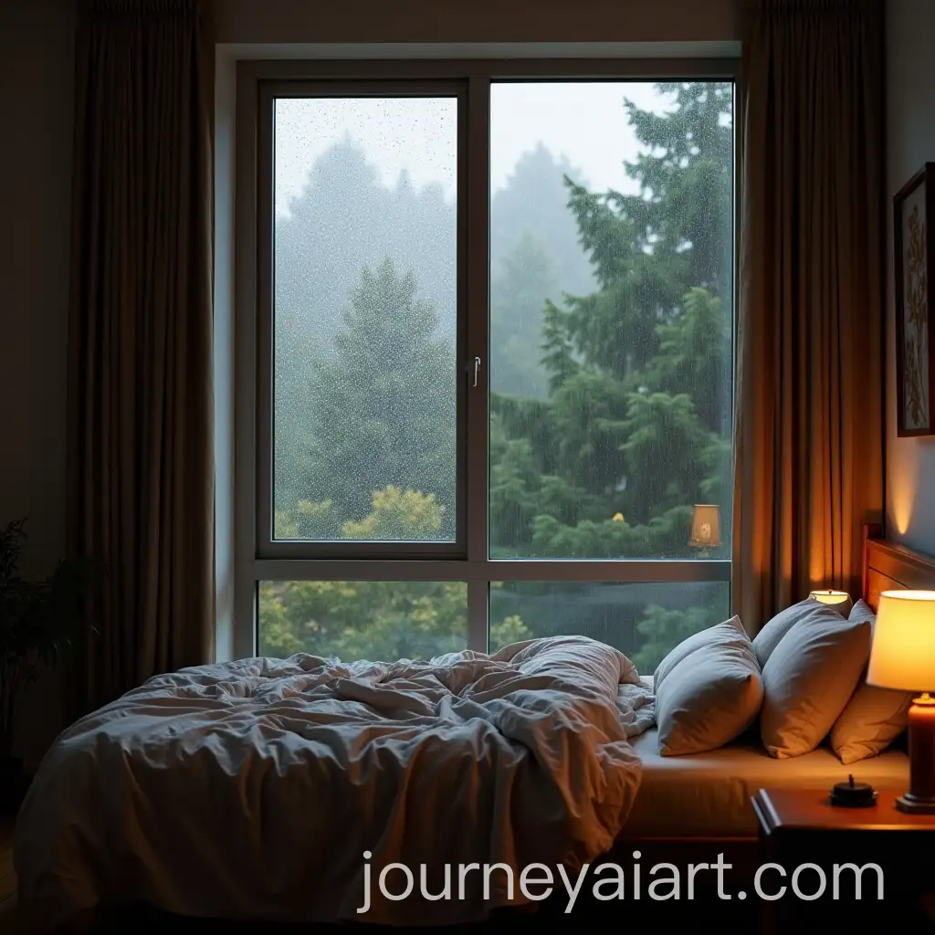 Cozy-Bedroom-on-a-Rainy-Day-with-Large-Window-View