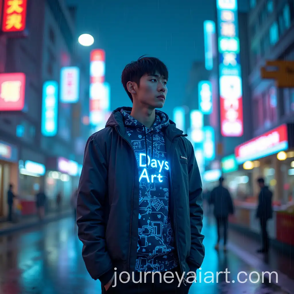 Cyberpunk-Robot-Emerging-from-Magic-Portal-in-Neon-Cityscape