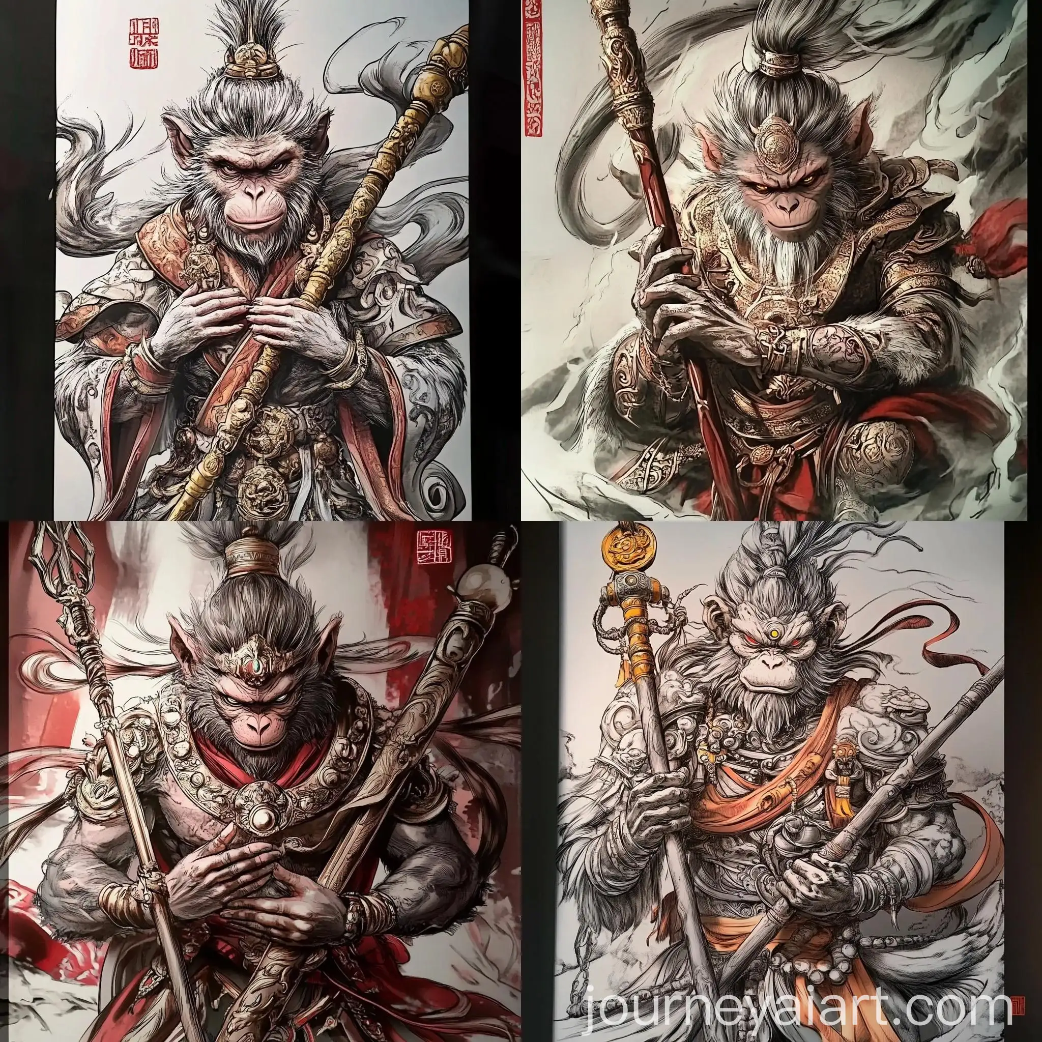 Realistic-Monkey-King-with-Sacred-Staff-and-Praying-Hands