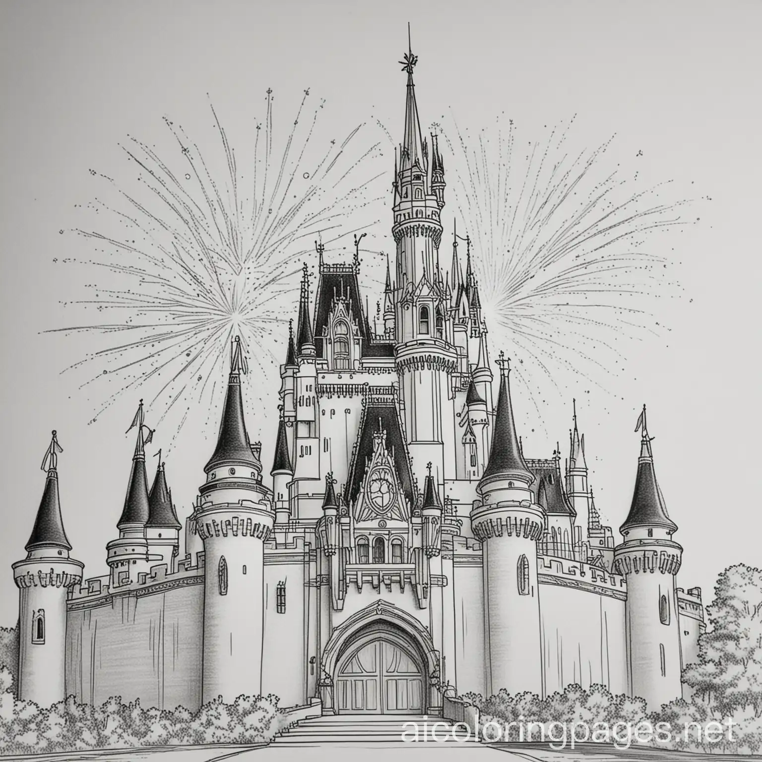 Disney-World-Castle-Firework-Coloring-Page