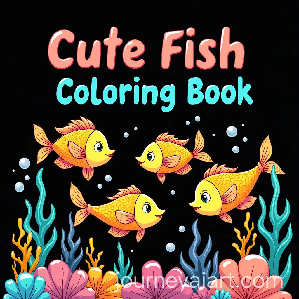 Playful-Coloring-Book-Cover-Featuring-Adorable-Cartoon-Fish