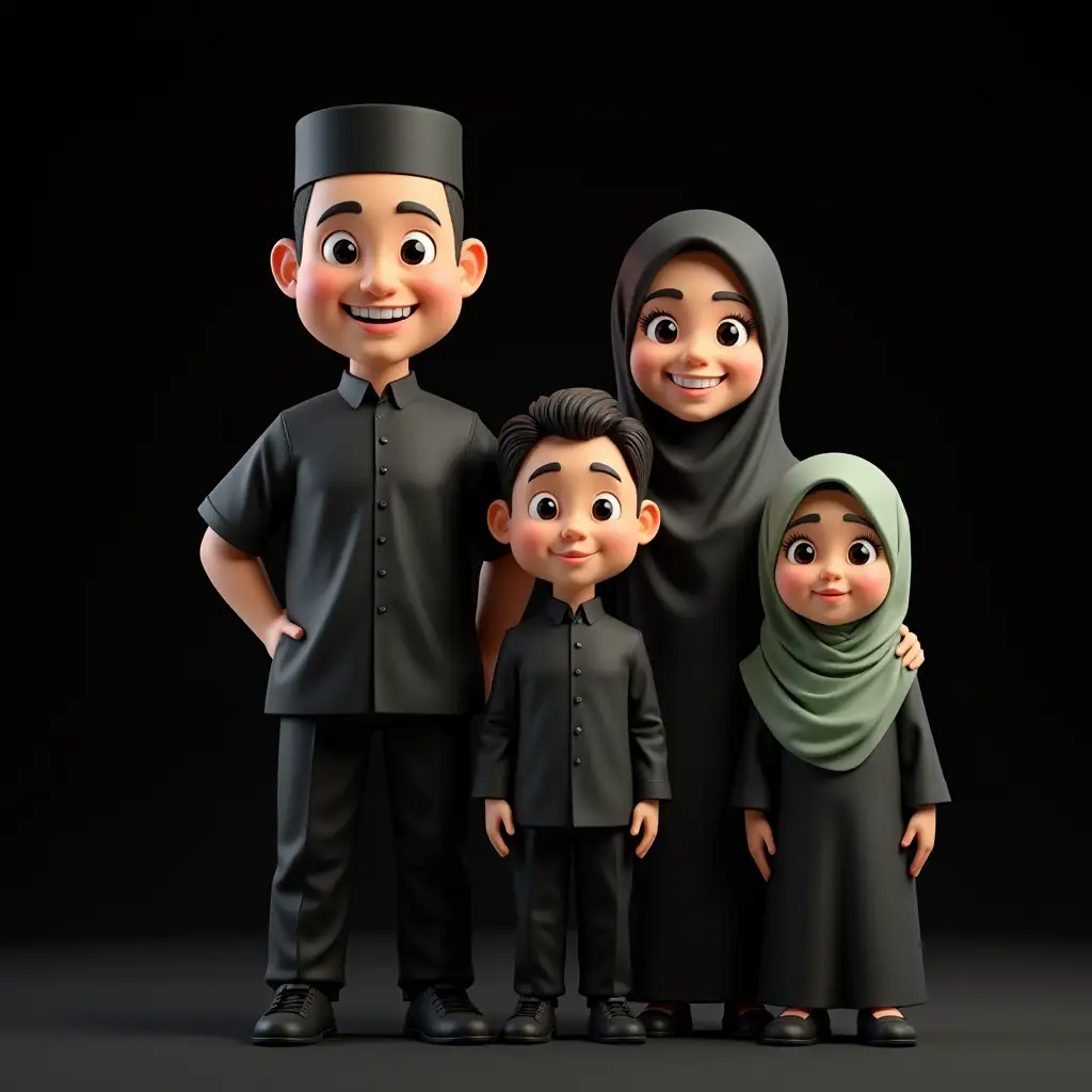 Smiling-Indonesian-Family-in-3D-Caricature-Style