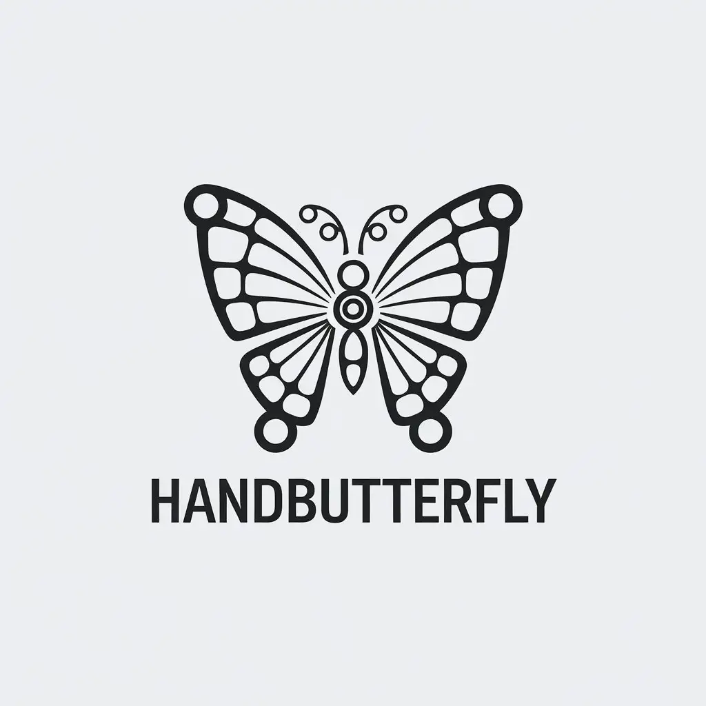 LOGO Design for HandButterfly Minimalistic Butterfly with Mechanical and Life Elements for Retail Industry