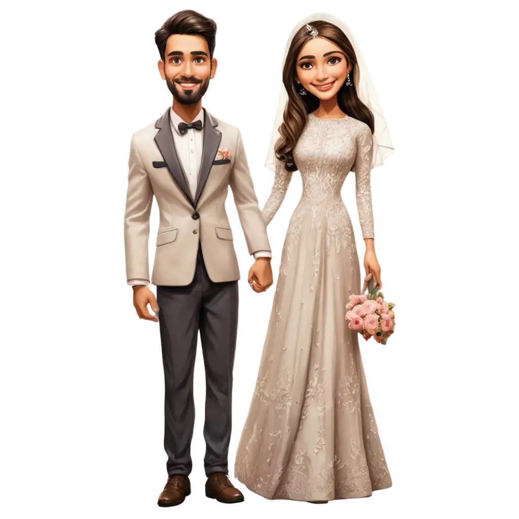 Vibrant-Pakistani-Wedding-Caricature-Bride-and-Groom-PNG-for-Memorable-Celebrations