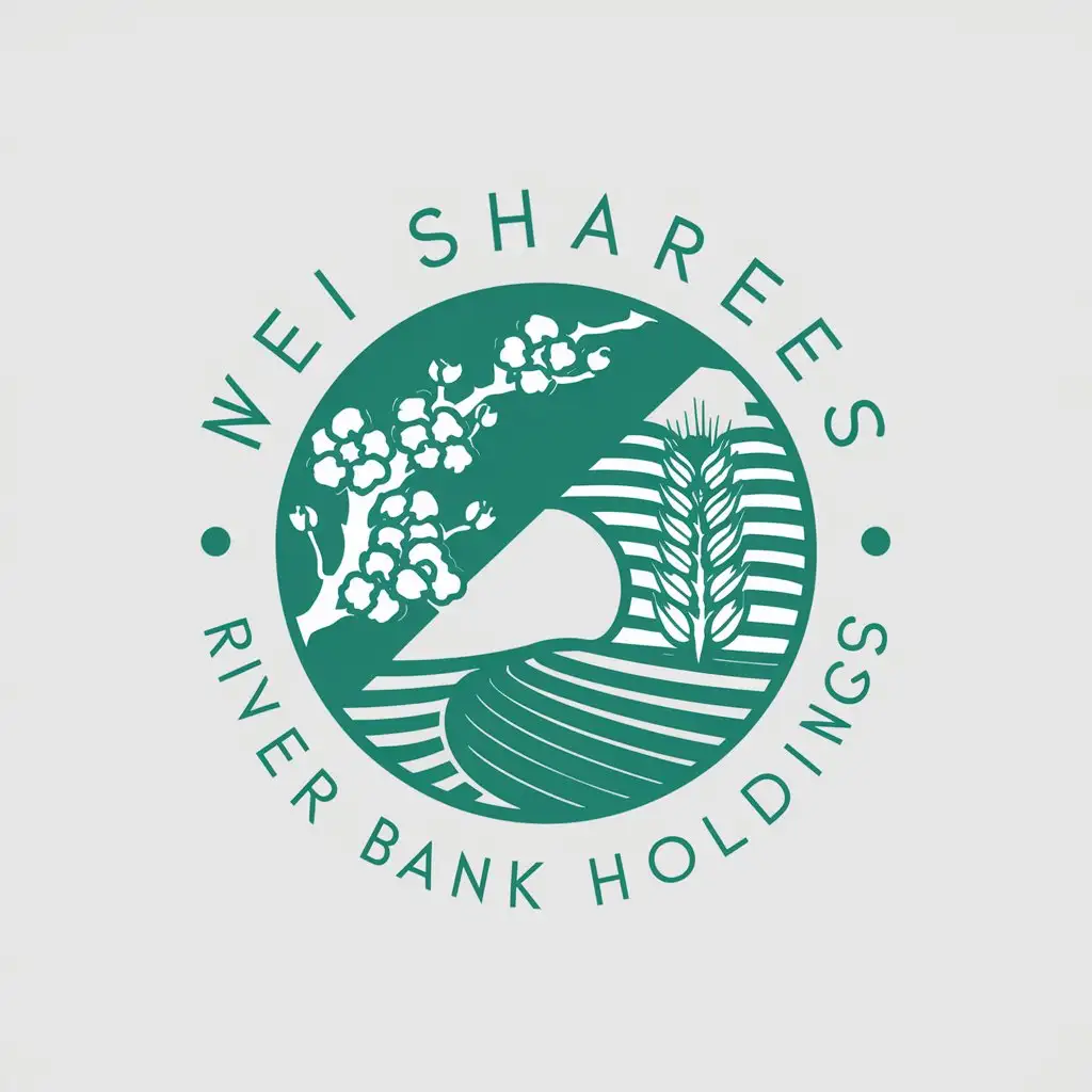 a vector logo design,with the text "Wei Shares River Bank Holdings", main symbol:Canal/Plum blossom/Wheat,Moderate,be used in Finance industry,clear background