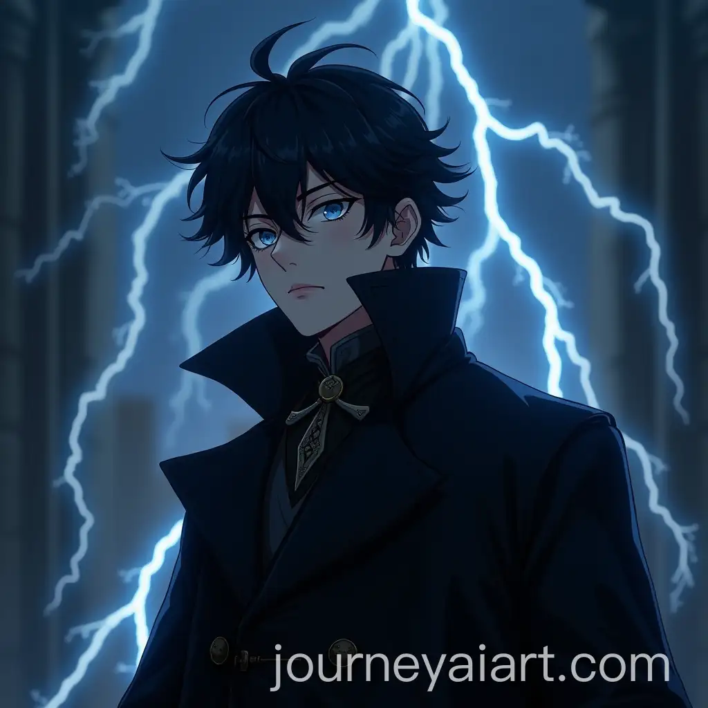 Anime-Man-in-Black-Medieval-Trench-Coat-with-Lightning-1800s-London-Night-Scene