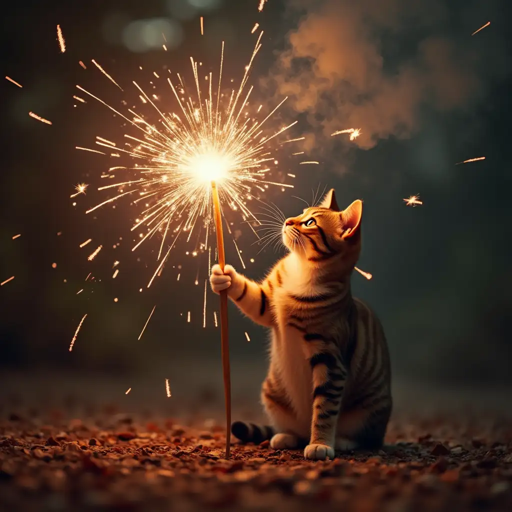 Joyful-Cat-Bursting-Crackers-for-Deepawali-Celebration