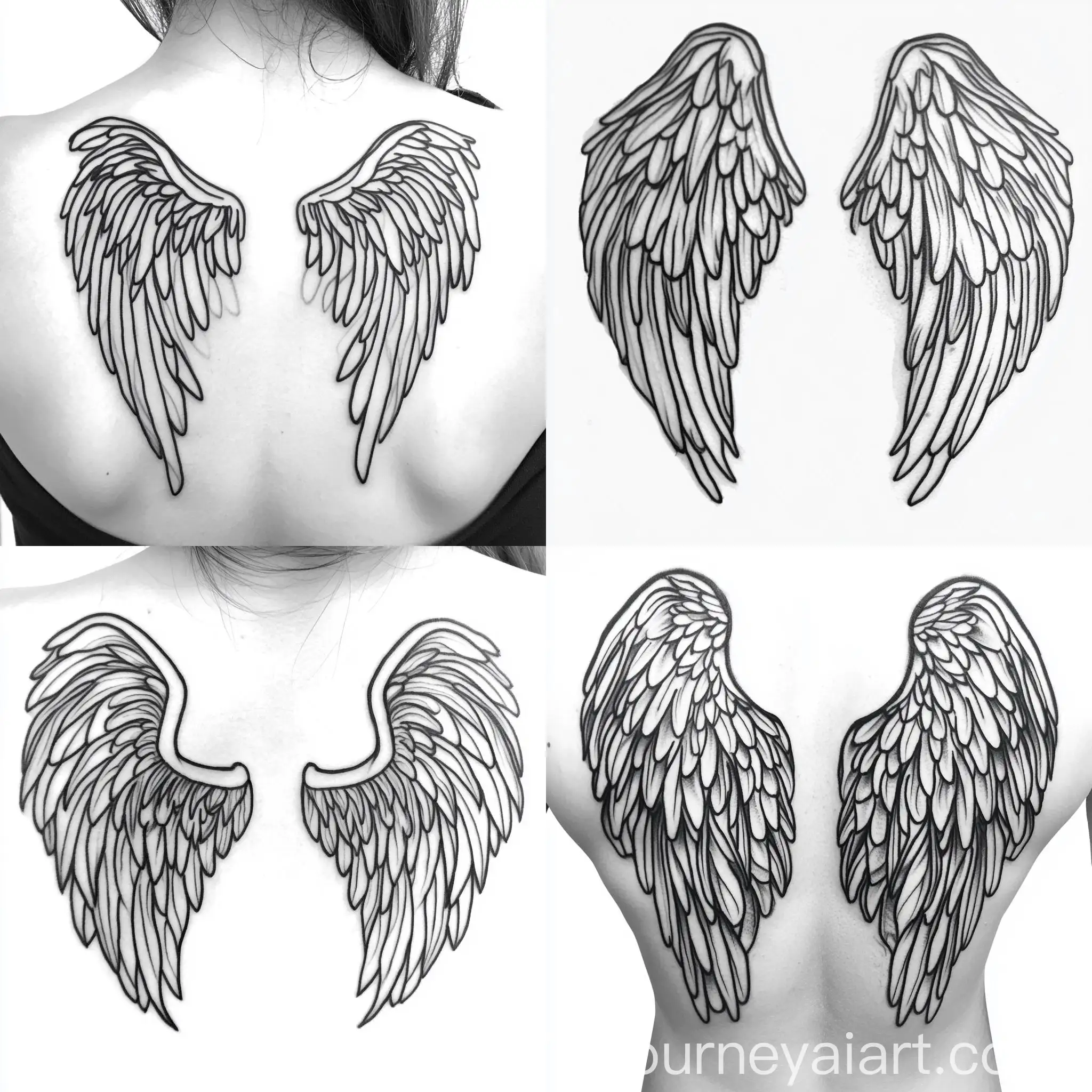 Tattoo-Design-Two-Pairs-of-Angel-Wings-in-Black-and-White