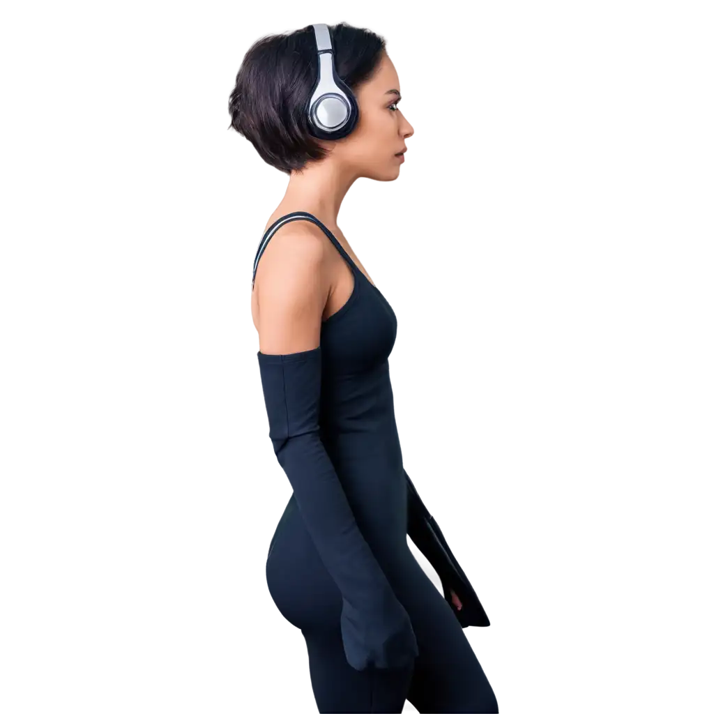 Women-with-Headphones-PNG-HighQuality-Side-Shot-Image-for-Versatile-Use