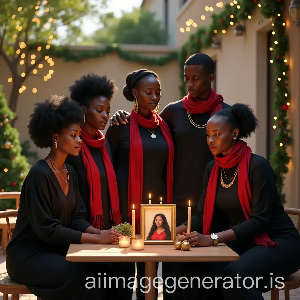 African-Family-Remembers-Loved-One-in-Christmas-Garden-Setting