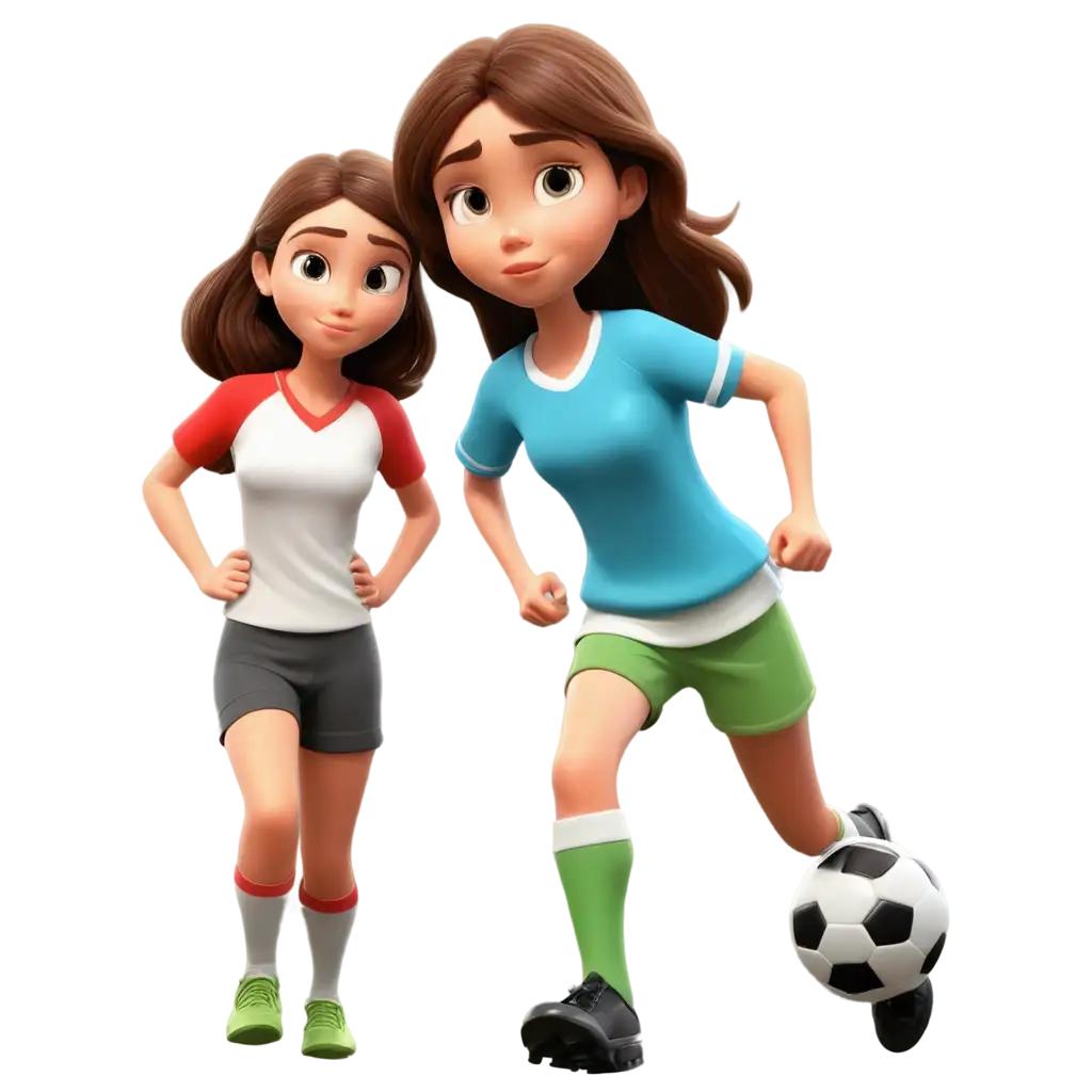 Cartoon-Teenager-Girl-withPNG-Image-Optimization-Brown-Hair-Playing-Soccer-in-PNG-Format-Upset-Expression