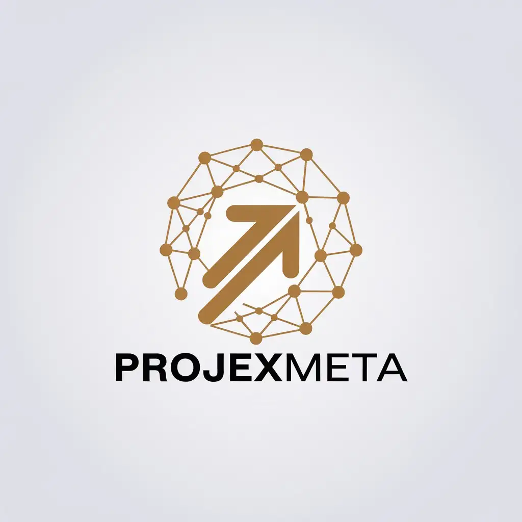 LOGO Design For ProjexMeta Network Technology Digital Boost Arrow in Minimalistic Style