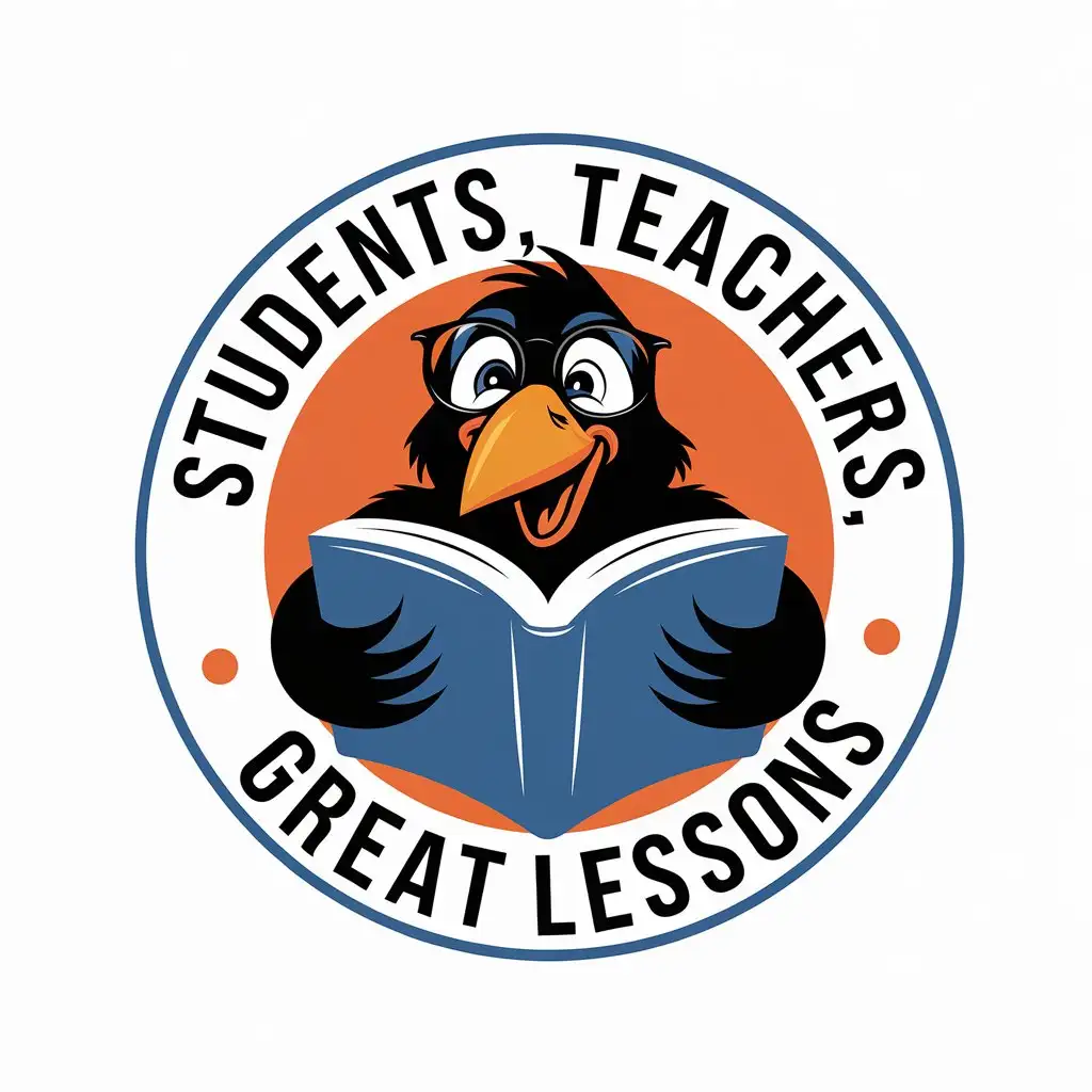 LOGO Design For Education Funny Crow in Glasses with Book Vector Logo Design