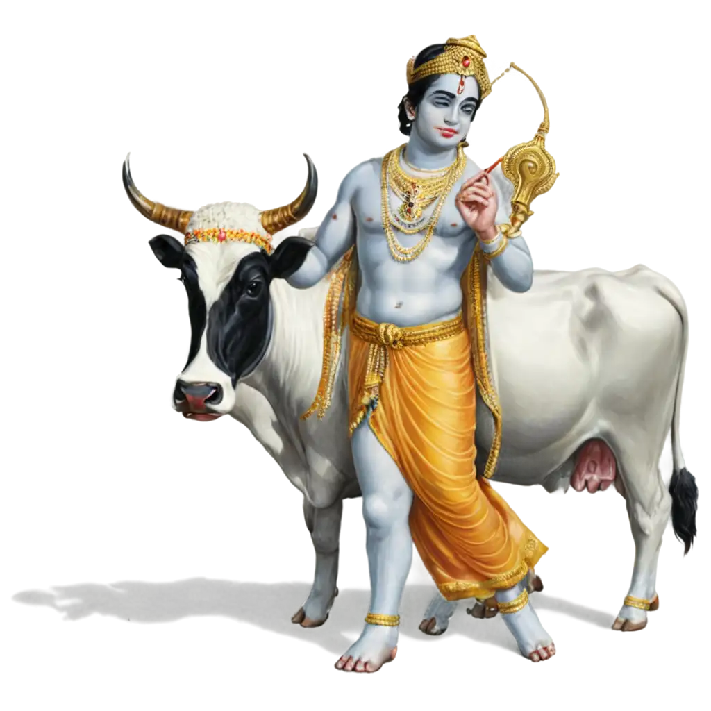 PNG-Image-of-Cow-with-Lord-Krishna-Enhancing-Clarity-and-Detail