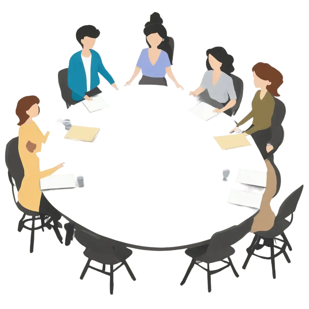 Illustration-of-People-Convening-at-a-UShaped-Table-PNG-Perfect-for-Professional-Meetings-Collaborative-Environments