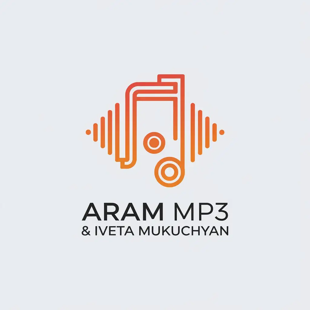 LOGO Design For ARAM MP3 IVETA MUKUCHYAN Minimalistic Vector Logo with MP3 Symbol for Events Industry