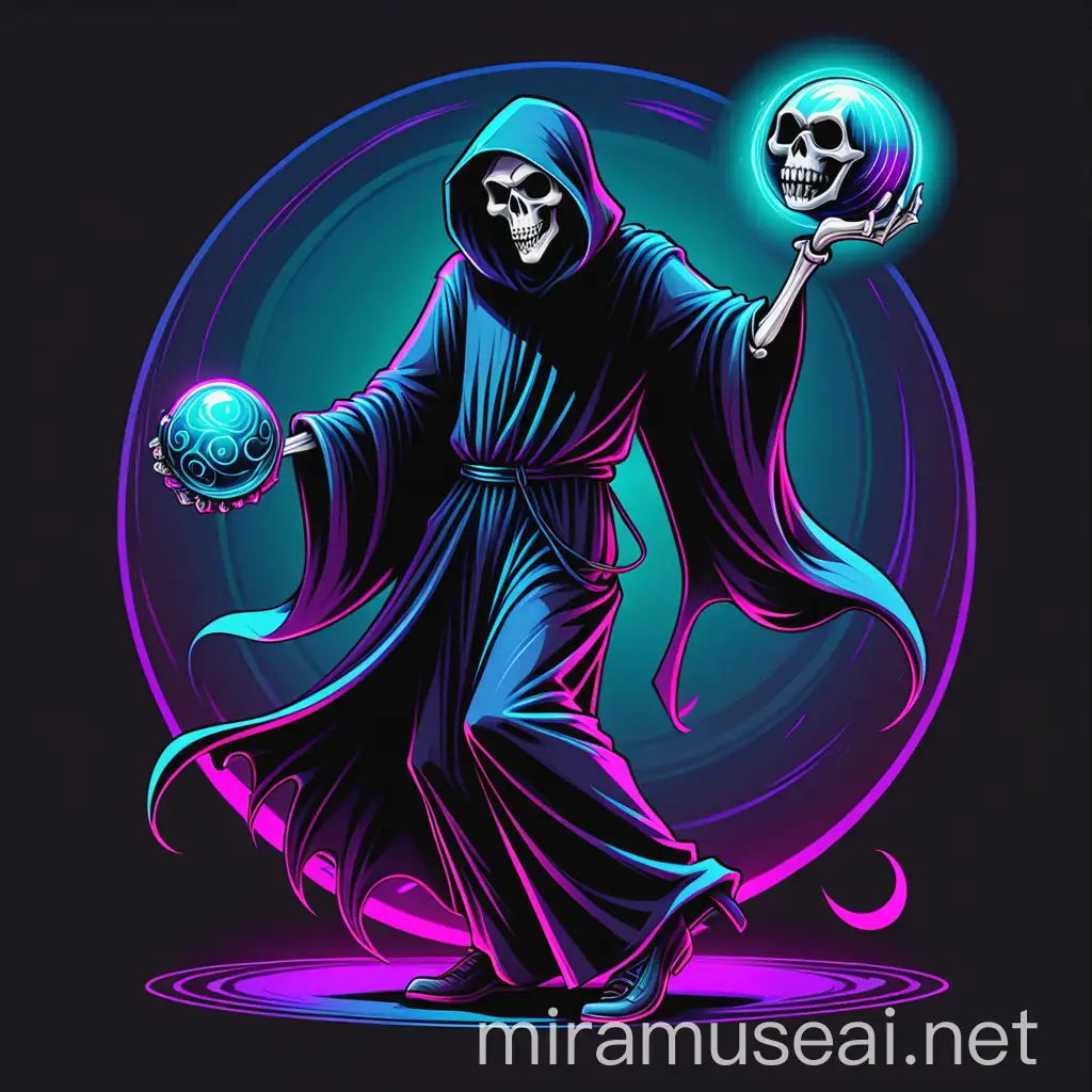 Fantasy Grim Reaper Dancing with Magic Ball TShirt Poster