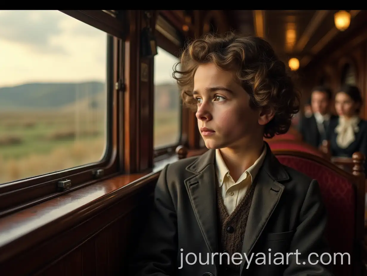 Teenager-Resembling-Albert-Einstein-on-a-Vintage-Train-in-19th-Century-European-Countryside