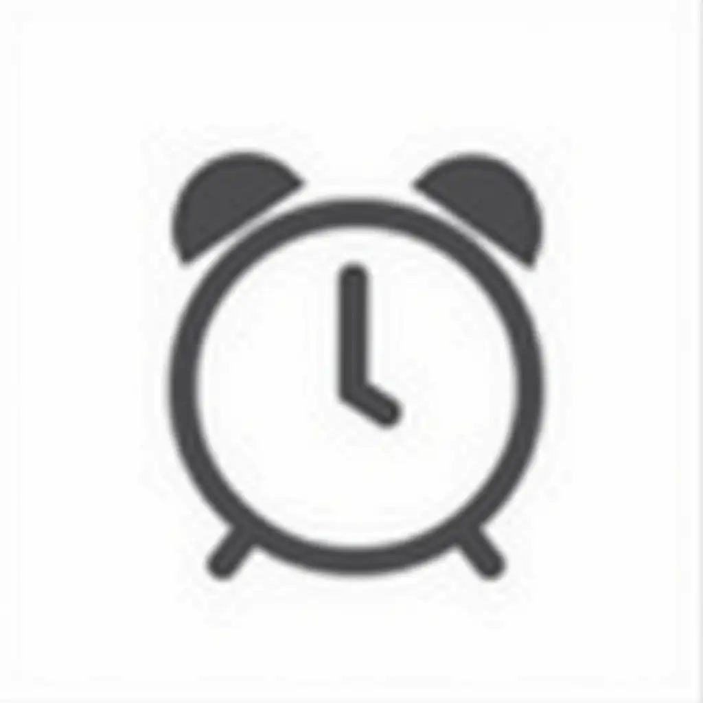 icon of alarm clock, icon, sign, black outlines, bold outlines, Rounded corners, Minimalism, monochrome, vector, best quality, masterpiece, white background