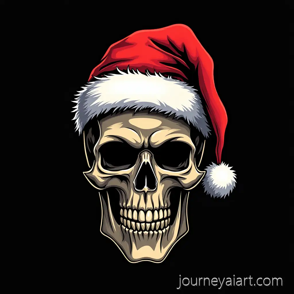 Biker-Christmas-SkullAI-Image-Prompt-Expansion-Emblem-with-Santa-Hat-on-Black-Background