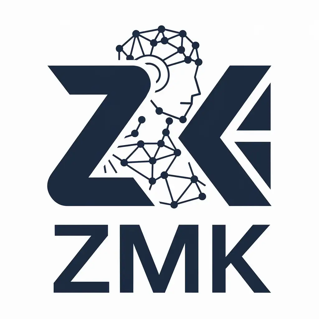 a vector logo design,with the text "Zmk", main symbol:teaching artificial intelligence,Moderate,be used in Internet industry,clear background