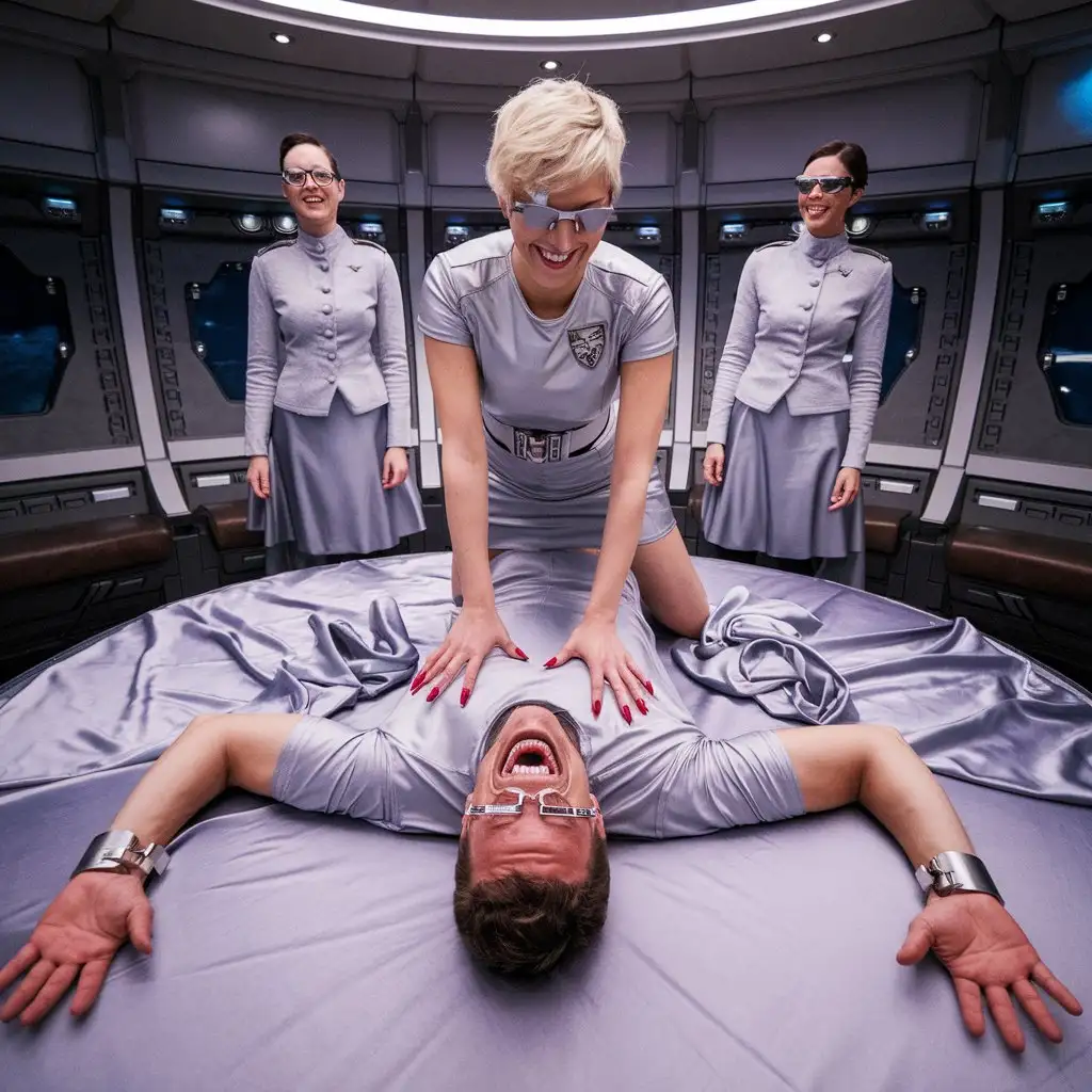 Luxury-Spaceship-Lounge-with-Laughing-Man-and-Futuristic-Women-in-Silver-Outfits