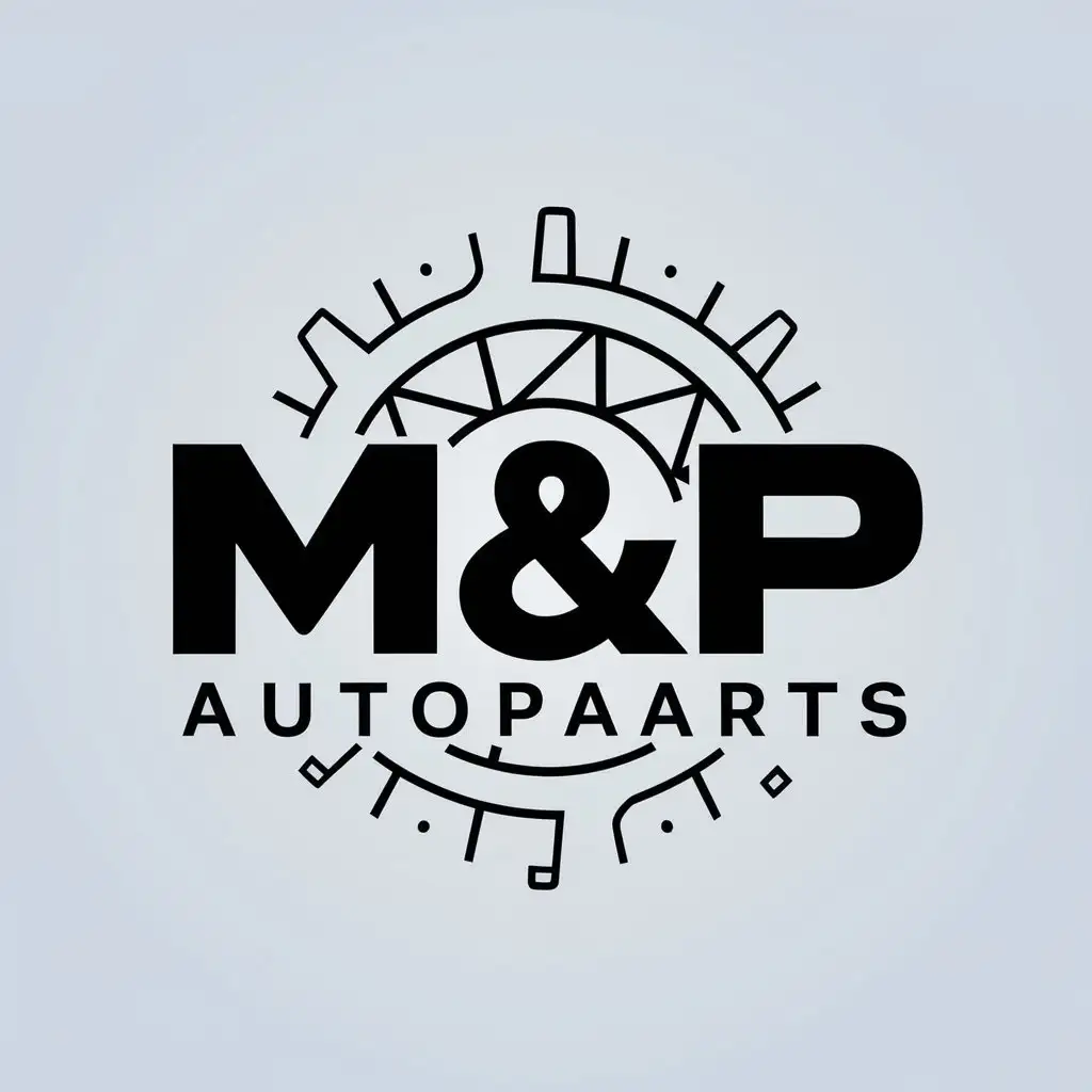 a vector logo design,with the text "M&P autoparts", main symbol:Braking system,complex,be used in Automotive industry,clear background