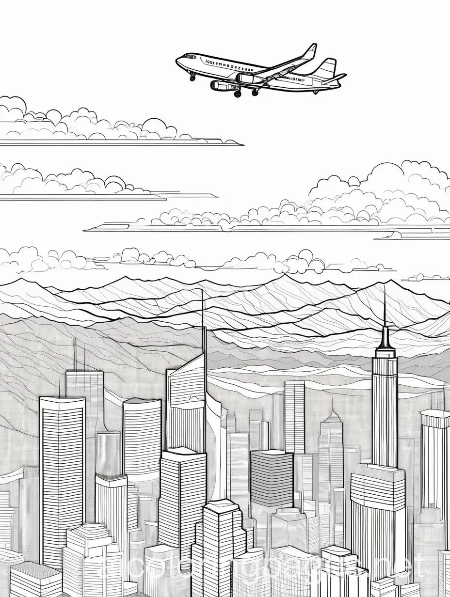 Airplane-Flying-Over-Countryside-Coloring-Page