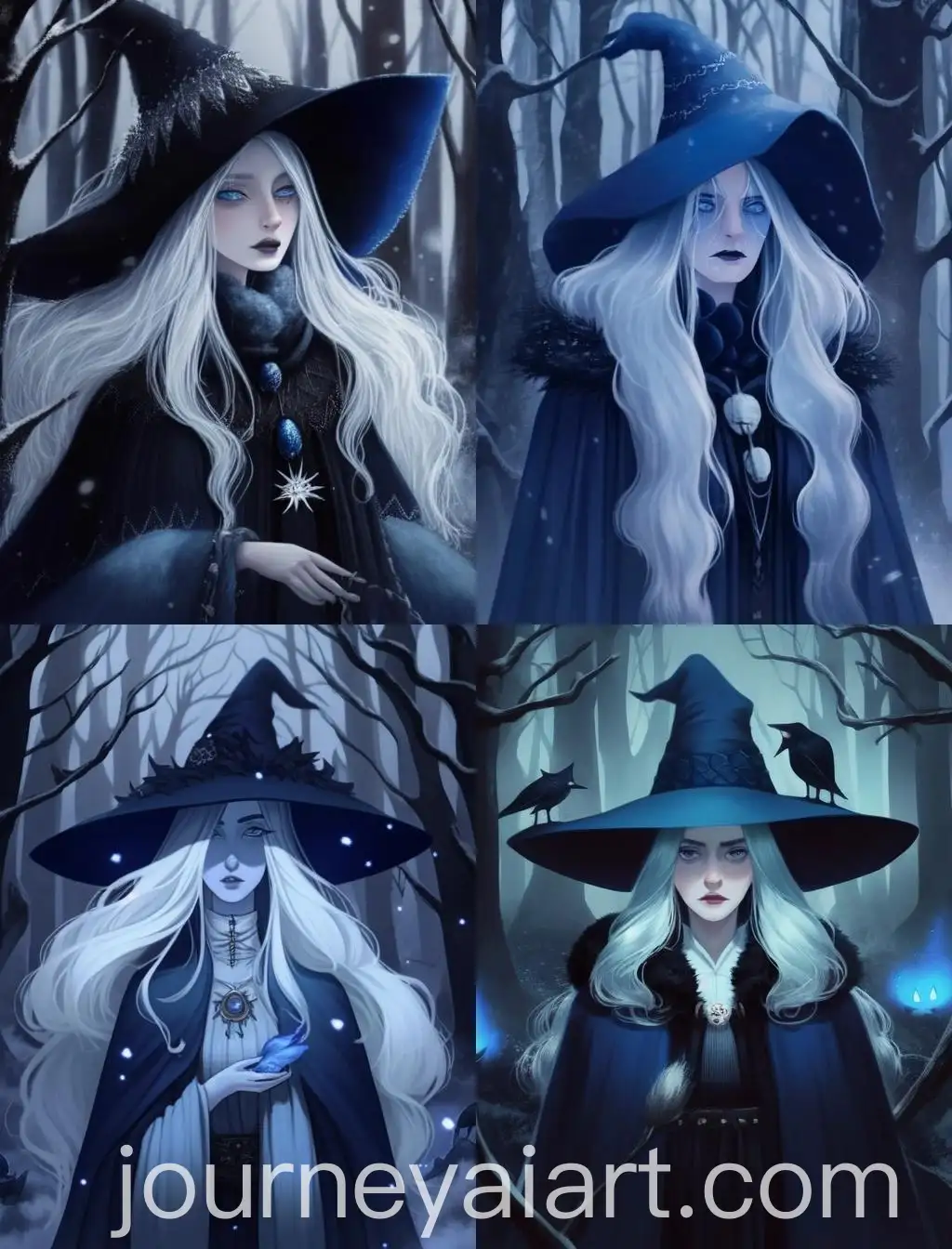Anime-Witch-with-White-Hair-in-Dark-Snowy-Forest